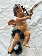 Figure - Große Engelsfigur – Putto mit Geige – farbig
