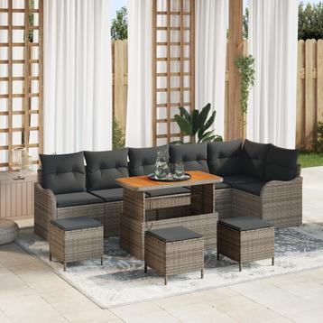 vidaXL 10-delige Sofa Set voor in de Tuin met Kussens in, Verzenden