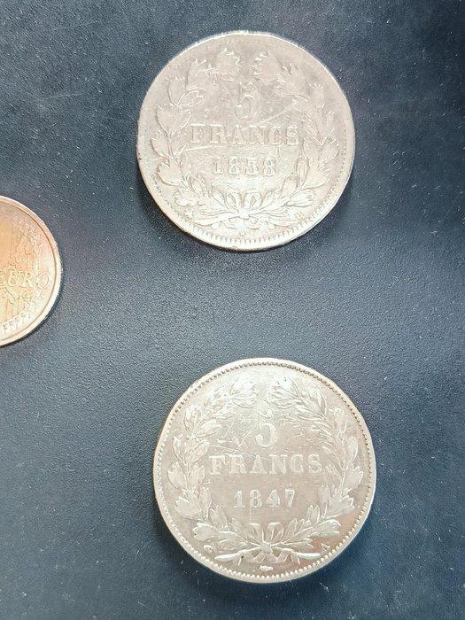 Frankrijk. Louis Philippe I. 5 Francs 1838-B e 1847-A (2, Postzegels en Munten, Munten | Europa | Euromunten