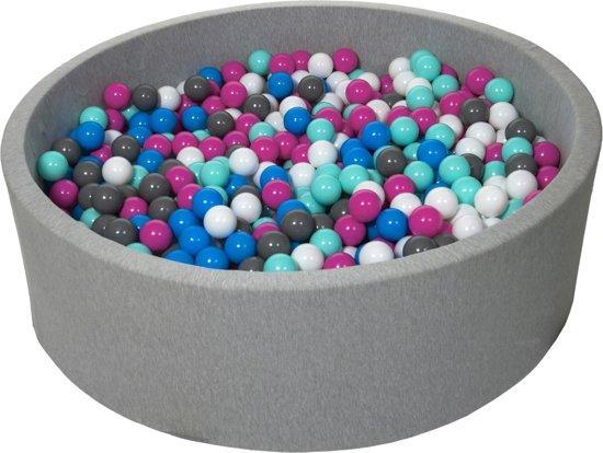 Ballenbad 125cm, 900 ballen - Wit/Blauw/Roze | OP = OP! -40%, Kinderen en Baby's, Speelgoed | Overig, Jongen of Meisje, Zo goed als nieuw