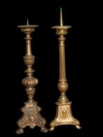 Kaarsenhouder (2) - Koper, Messing - Twee antiek religieus, Antiek en Kunst