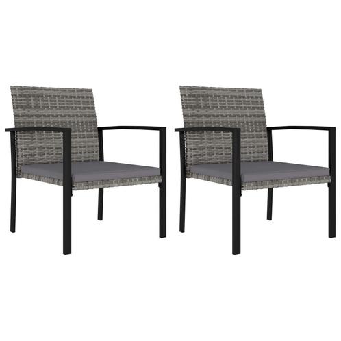 vidaXL Tuinstoelen 2 st poly rattan grijs, Tuin en Terras, Tuinstoelen, Nieuw, Verzenden