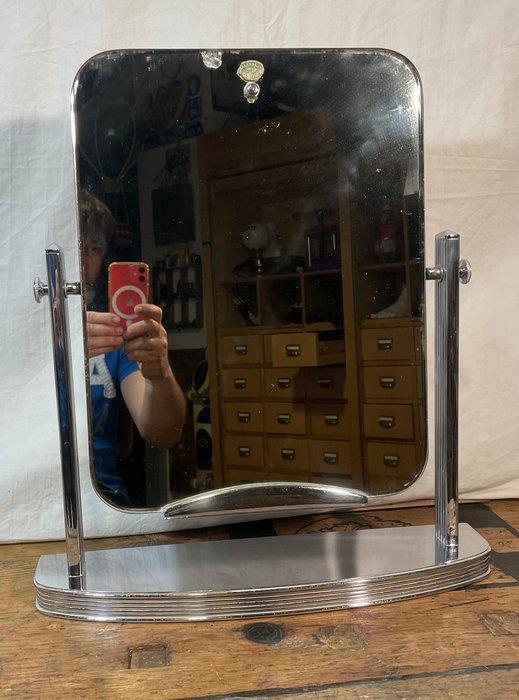 Miroir - Chrome, Laiton, Verre - Laiton chromé, Antiek en Kunst, Kunst | Designobjecten