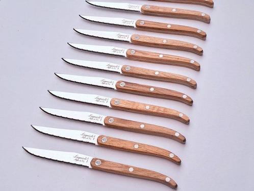 Laguiole - 12x Steak Knives - Oak wood - style de - Ensemble, Antiek en Kunst, Antiek | Keukengerei
