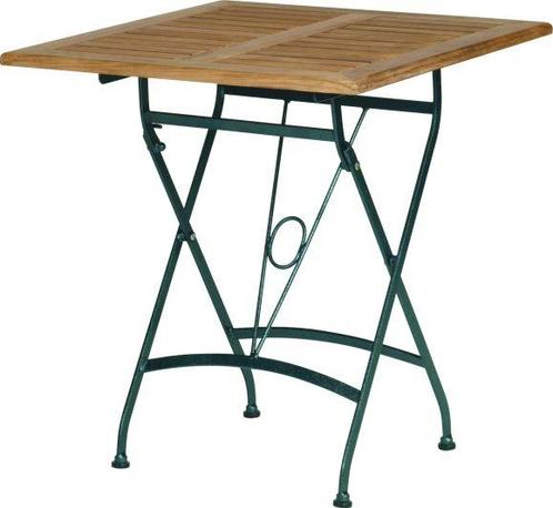 4 Seasons Outdoor Lindau stalen tafel met teak blad 70 x 70, Tuin en Terras, Tuinsets en Loungesets