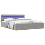 vidaXL Bedframe met opbergruimte en LED stof lichtgrijs, Huis en Inrichting, Slaapkamer | Bedden, Verzenden, Nieuw