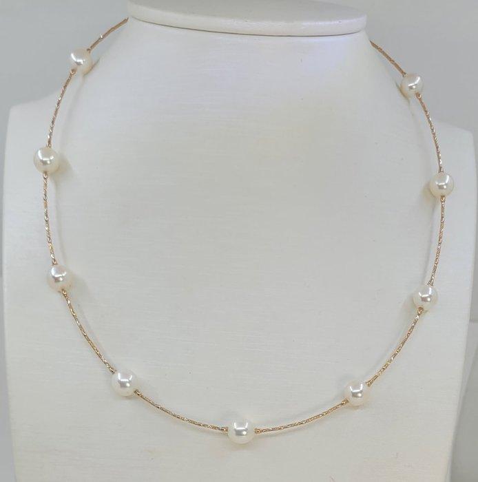 Halsketting - 18 karaat Roségoud - Gecertificeerde Akoya, Bijoux, Sacs & Beauté, Colliers
