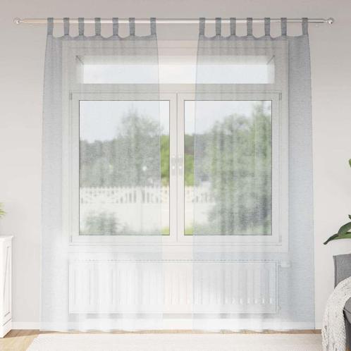 vidaXL Gordijnen met gordijnen 2 pcs Donkergrijs Polyester, Huis en Inrichting, Stoffering | Gordijnen en Lamellen, Nieuw, Verzenden