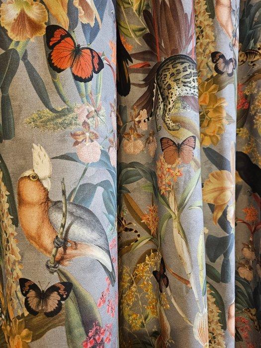 300x280 cm! Interieurstof met papegaaien cacatua en, Antiek en Kunst, Antiek | Meubels | Tafels