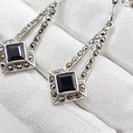 Argent, Argent sterling 925, onyx noir et marcasite -, Antiek en Kunst