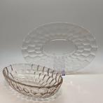 Val Saint Lambert, Luxval - Tafelmiddenstuk (2) - schubben -, Antiek en Kunst, Antiek | Glaswerk en Kristal