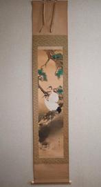 Vagues marines et pins - Deux grues sur le rocher - rouleau, Antiek en Kunst