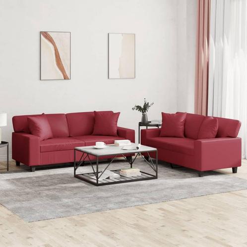 vidaXL 2-delige Loungeset met kussens kunstleer wijnrood, Huis en Inrichting, Zetels | Zetels, Nieuw, Verzenden