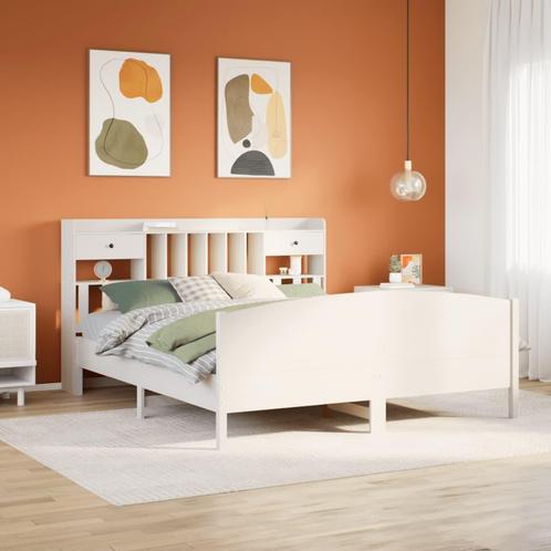 vidaXL Lit bibliothèque sans matelas blanc 180x200 cm, Maison & Meubles, Chambre à coucher | Lits, Neuf, Envoi