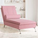 vidaXL Massage chaise longue met bolster fluweel roze, Verzenden