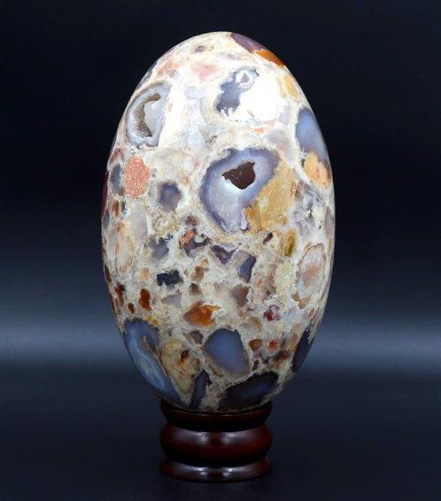 Cristal de Jaspe Pudding Lingam - Hauteur : 185 mm - Largeur, Verzamelen, Mineralen en Fossielen