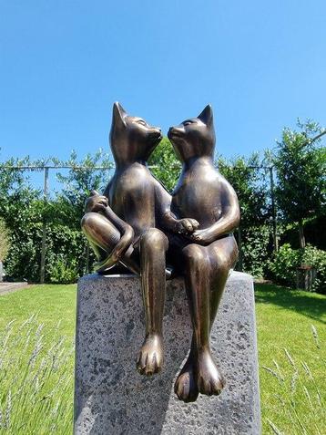 Beeldje - Cats in love - Brons, Antiek en Kunst