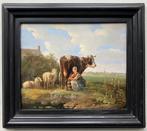 Albertus Verhoesen (1806-1881) - Melkende boerin in, Antiek en Kunst
