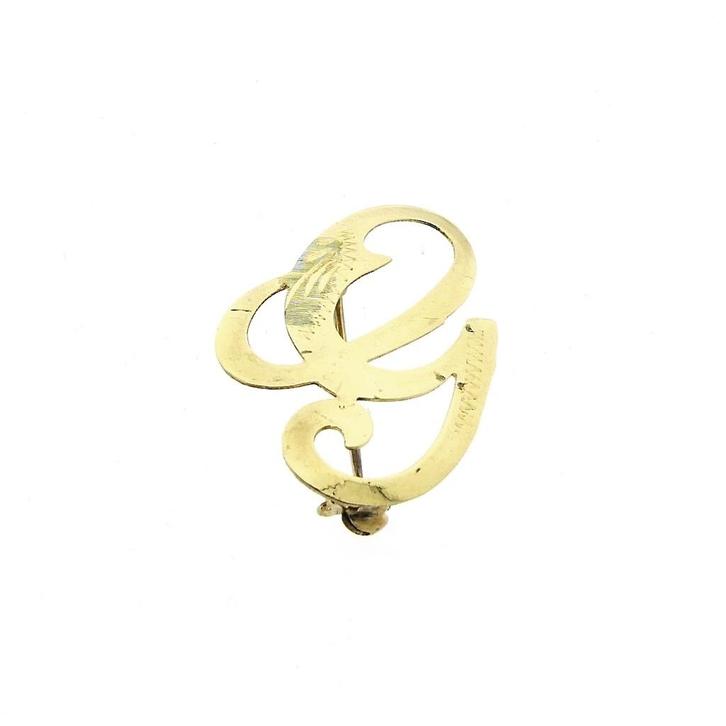 Gouden letter broche; letter G, Handtassen en Accessoires, Broches, Overige kleuren, Gebruikt, Goud, Ophalen of Verzenden