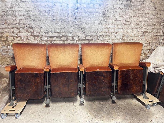 Sofa - Hout, IJzer - rij bioscoopzetels, Antiek en Kunst, Antiek | Wandborden en Tegels