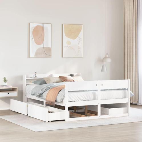 vidaXL Bedframe zonder matras massief grenenhout wit 140x200, Huis en Inrichting, Slaapkamer | Bedden, Nieuw, Verzenden