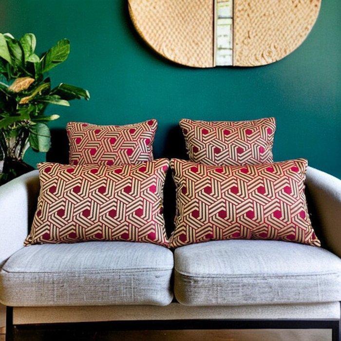 Set van vier fluwelen kussens - Kussen (4), Huis en Inrichting, Stoffering | Tapijten en Vloerkleden