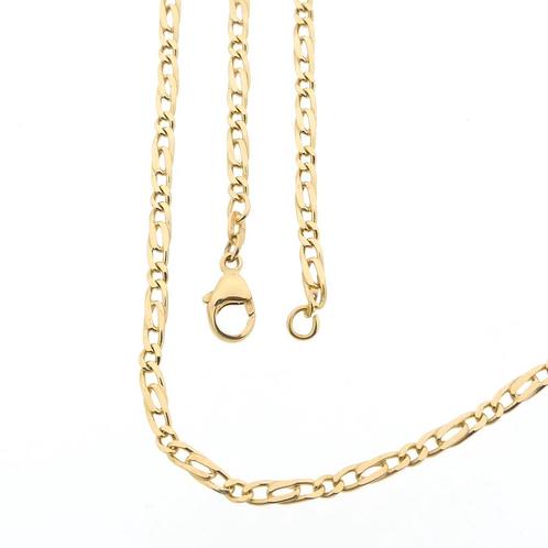 Gouden fantasie/figaro schakel ketting | 50,5 cm, Handtassen en Accessoires, Kettingen, Overige kleuren, Gebruikt, Goud, Ophalen of Verzenden