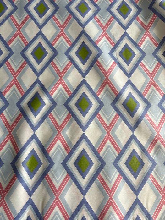 Stoffering- en gordijnstof katoenen satijn met ruitpatroon, Antiek en Kunst, Antiek | Tapijten, Tafelkleden en Textiel