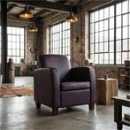Leren fauteuil Joy - Toledo Merlin (donkerpaars) - Poten, Huis en Inrichting, Fauteuils, Nieuw, Ophalen of Verzenden, Eigentijds, Klassiek, Modern