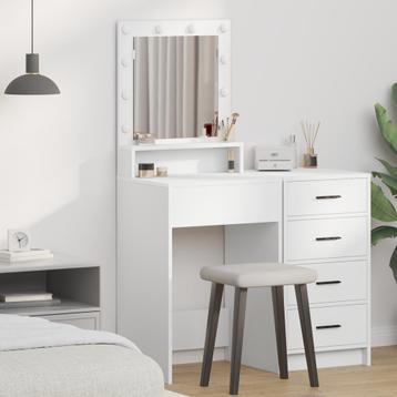 vidaXL Witte Make-uptafel met LED-verlichting, 50x41x135 cm, Verzenden