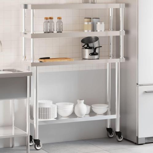 vidaXL Keukenwerktafel met bovenschap 110x30x150 cm, Articles professionnels, Horeca | Autre, Envoi