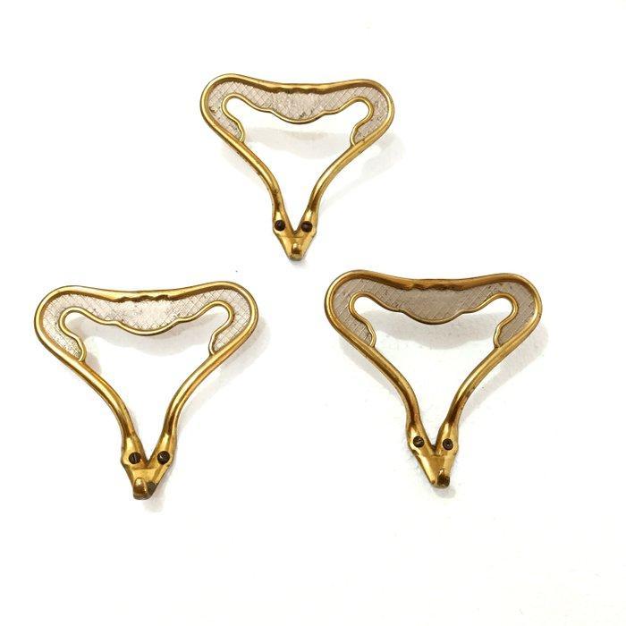 Kapstok (3) - Messing - Set wandhaken voor aan de muur, Antiquités & Art, Curiosités & Brocante