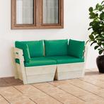 vidaXL Tuinbank 2-zits met kussens pallet vurenhout, Tuin en Terras, Verzenden, Nieuw