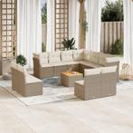 vidaXL 12-delige Loungeset met kussens poly rattan beige, Tuin en Terras, Verzenden, Nieuw, Loungeset