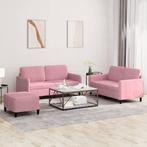 vidaXL 3-delige Loungeset fluweel roze, Huis en Inrichting, Zetels | Zetels, Verzenden, Nieuw
