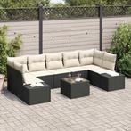 vidaXL Tuinbank Set met kussen 8 pcs Zwart en Crème poly, Tuin en Terras, Verzenden, Nieuw