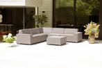 Flow. Cube hoek loungebank taupe chiné |   Sunbrella | SALE, Tuin en Terras, Nieuw