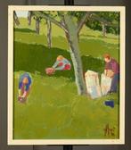 Yves Offret (1946 - 2004) - Ramasseurs de pommes automne