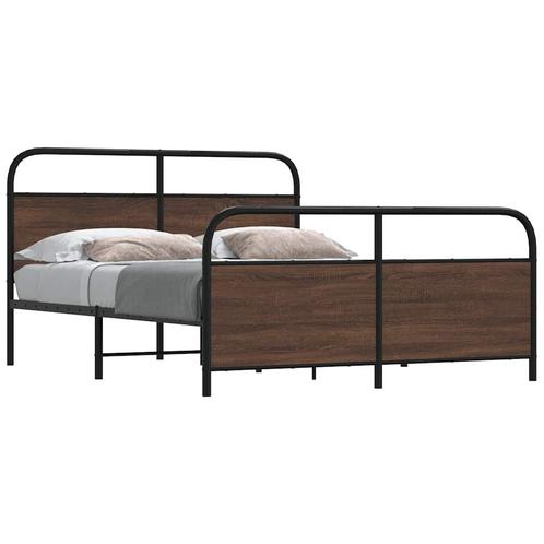 vidaXL Cadre de lit en métal sans matelas chêne marron, Maison & Meubles, Chambre à coucher | Lits, Neuf, Envoi