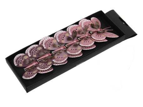 Roze vlinders met clip – 8 cm 6 stuks voor bloemschikken,, Hobby en Vrije tijd, Knutselen, Nieuw