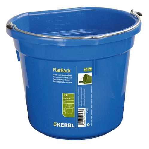 Voeder- en wateremmer flatback - ca. 20 l, blauw - kerbl, Dieren en Toebehoren, Stalling en Weidegang