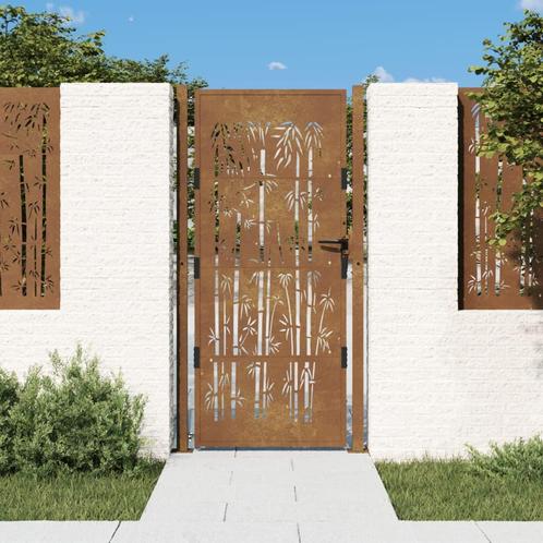 Poort met bamboe-ontwerp 105x205 cm cortenstaal, Jardin & Terrasse, Portes de jardin, Envoi
