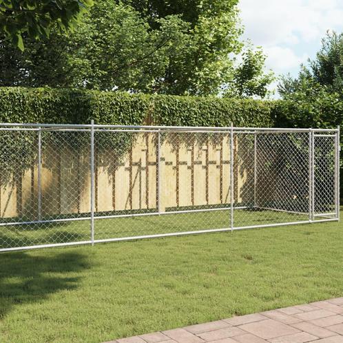 vidaXL Hondenhok met deur 8x2x1,5 m gegalvaniseerd staal, Dieren en Toebehoren, Hondenbenches, Nieuw, Verzenden