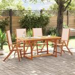 vidaXL 5-delige Tuinset massief acaciahout en textileen, Tuin en Terras, Verzenden, Nieuw, Tuinset