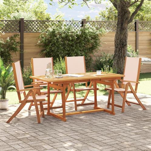 vidaXL 5-delige Tuinset massief acaciahout en textileen, Tuin en Terras, Tuinsets en Loungesets, Tuinset, Nieuw, Verzenden