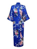 KIMU® Kimono Konings Blauw Maxi S-M Yukata Satijn Lang Lange, Nieuw, Ophalen of Verzenden