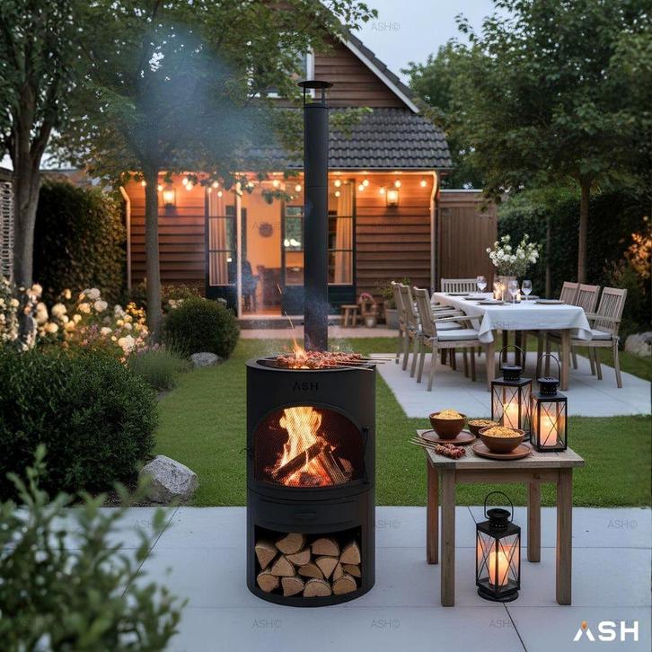 ASH® - Sunset - Tuinhaard met BBQ, Maison & Meubles, Poêles, Envoi