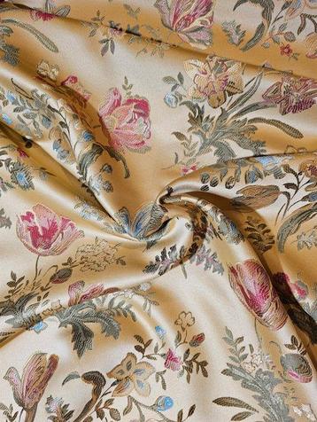 Goud - 300x300cm!! TESSUTO San Leucio bloemmotief GESTEEKD -