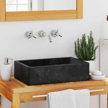 vidaXL Gootsteen 45x30x12 cm marmer hoogglans zwart, Doe-het-zelf en Bouw, Sanitair, Verzenden, Nieuw