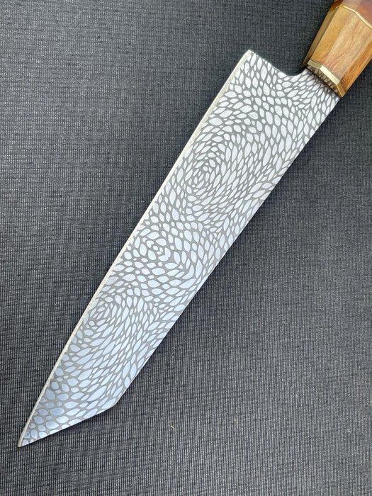 Keukenmes - R442 - Staal, Messing, Hout - Spanje - chefs, Antiek en Kunst, Antiek | Keukengerei